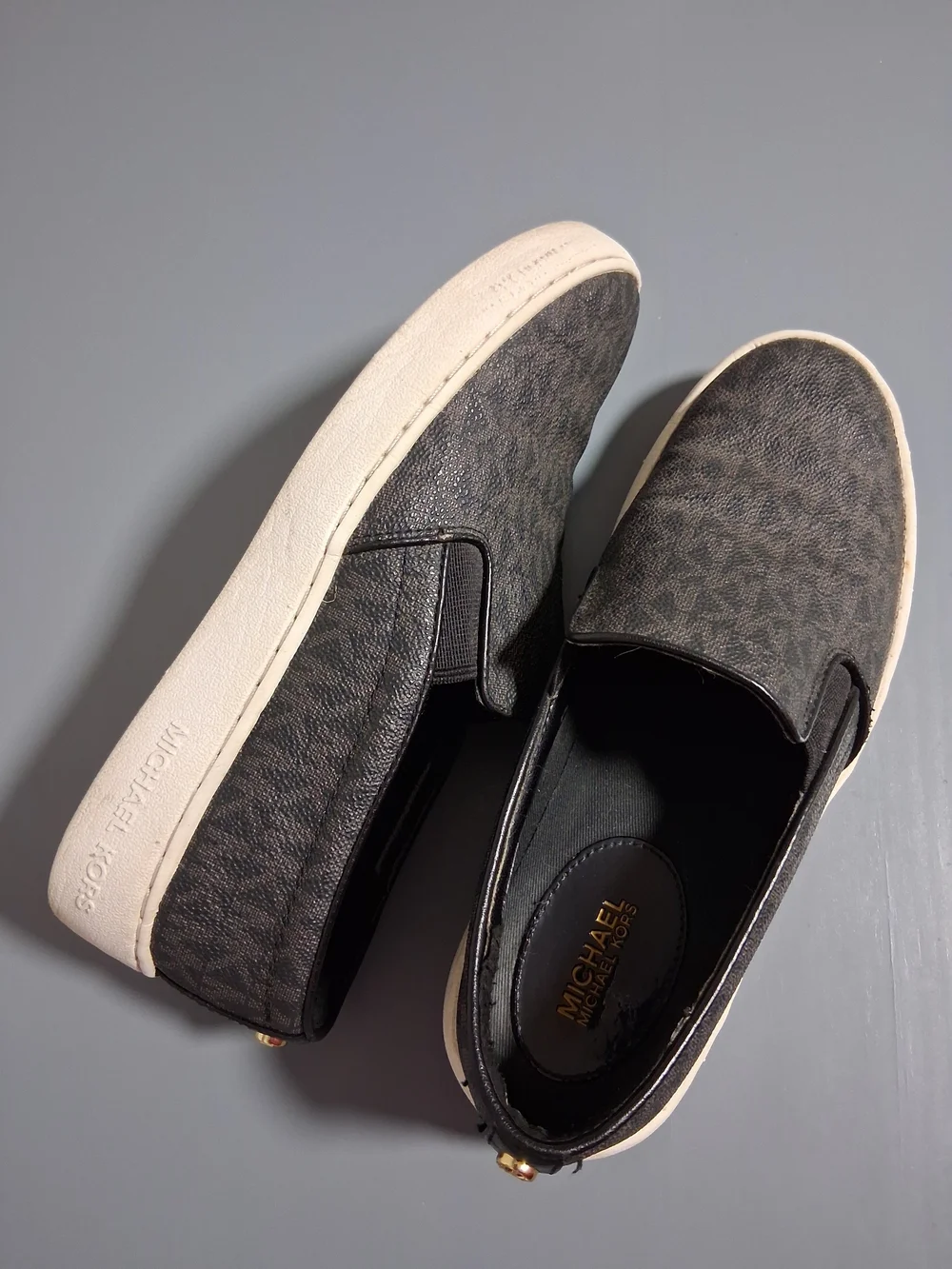 Michael Kors Women's Black Logo Slip-On Sneakers